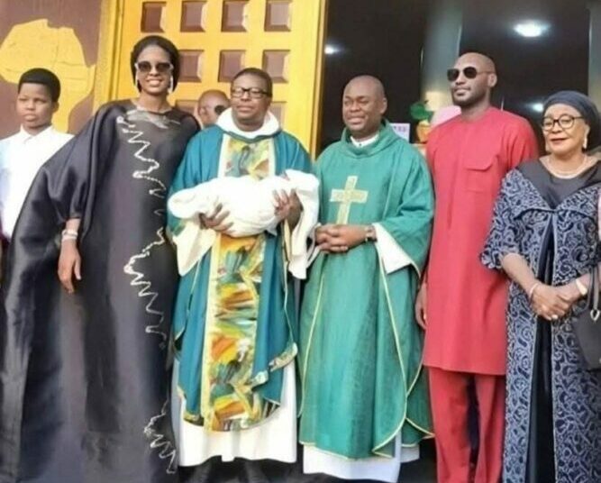 2Baba, Wife Natasha Dedicate Baby In Church