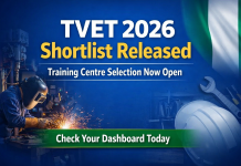 TVET 2026 Shortlist Released: FG Opens Training Centre Selection for Approved Candidates