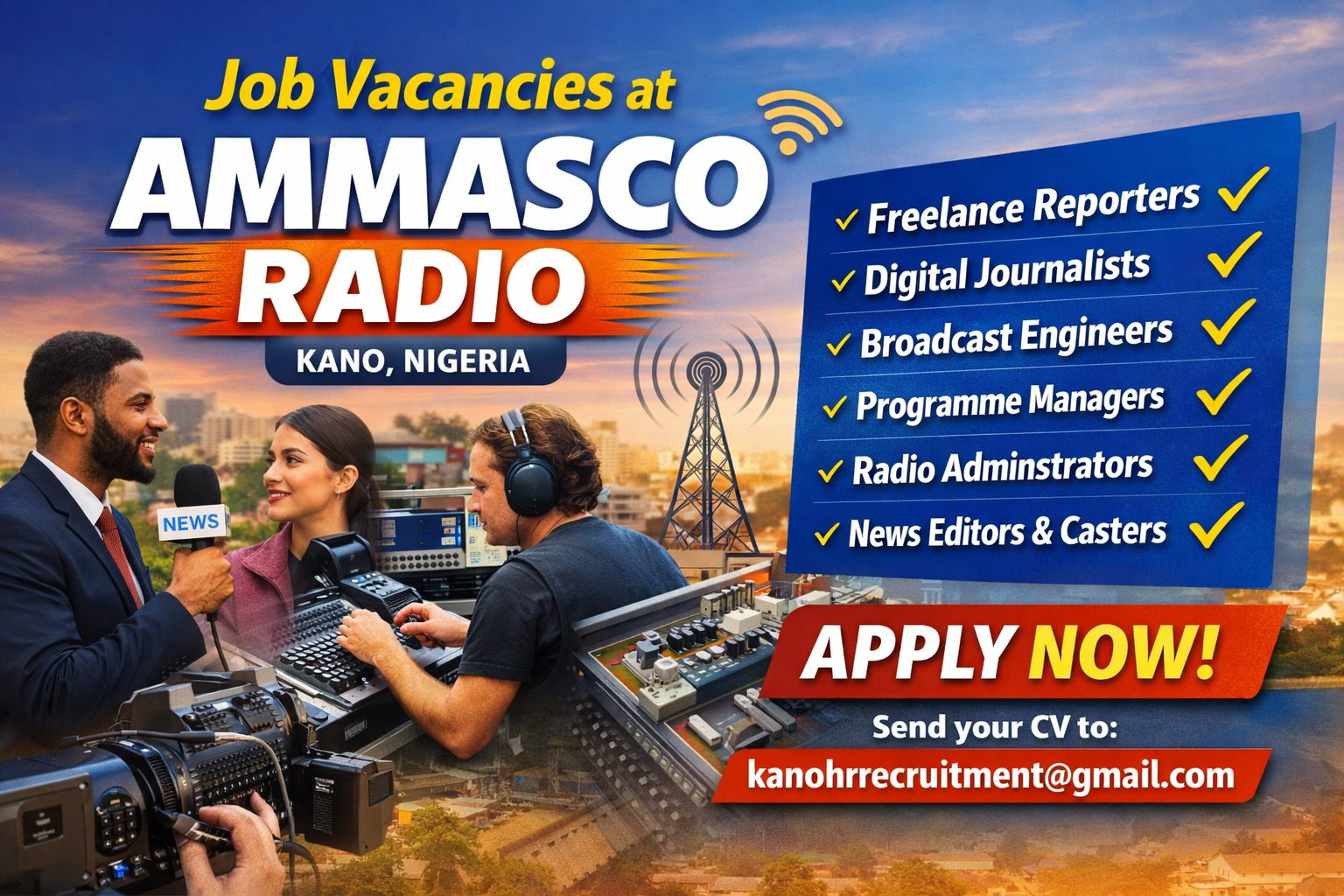 AMMASCO Radio Announces Multiple Job Vacancies in Kano – Apply Now