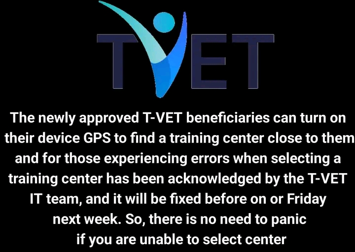 TVET 2026: Newly Approved Beneficiaries Advised to Enable GPS for Training Centre Selection