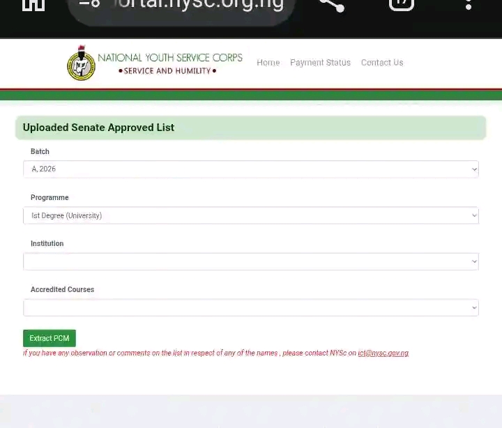 NYSC 2026 Batch A Update: Senate Approved List Uploaded – How to Check Your Name on the NYSC Portal