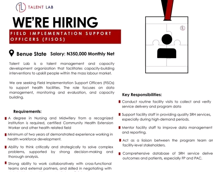 Field Implementation Support Officers (FISOs) roles across Nigeria