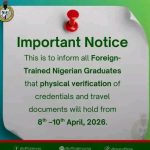 NYSC Issues Important Notice to Foreign-Trained Nigerian Graduates Ahead of 2026 Mobilization The National Youth Service Corps (NYSC) has released an important notice directed at all Nigerian graduates who obtained their qualifications from foreign institutions.