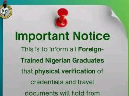 NYSC Issues Important Notice to Foreign-Trained Nigerian Graduates Ahead of 2026 Mobilization The National Youth Service Corps (NYSC) has released an important notice directed at all Nigerian graduates who obtained their qualifications from foreign institutions.