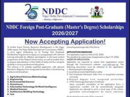 NDDC Foreign Master’s Postgraduate Scholarship 2026/2027
