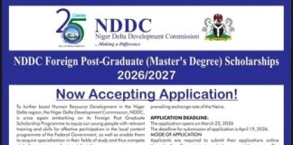 NDDC Foreign Master’s Postgraduate Scholarship 2026/2027