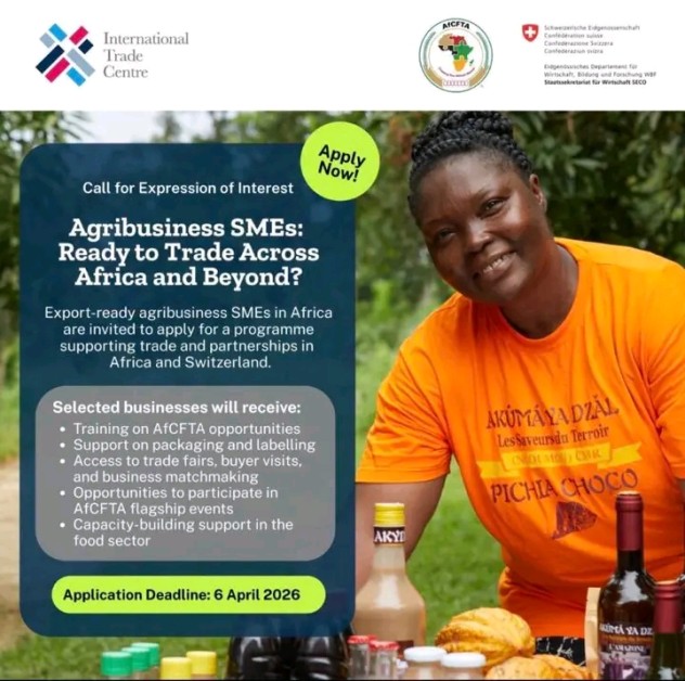 Apply for AfCFTA Agribusiness Programme 2026 – Training, Export Support & Market Access for African SMEs (Deadline April 6)
