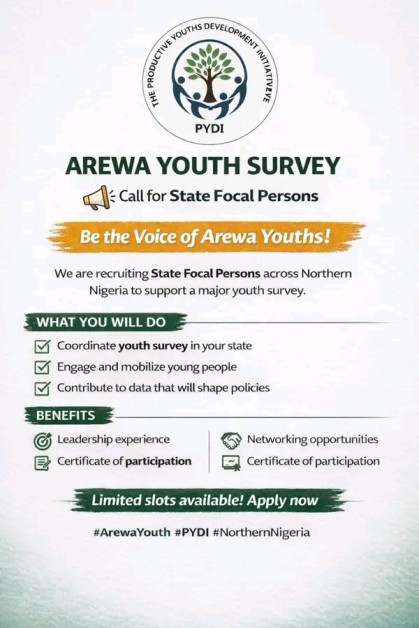 Productive Youths Development Initiative Launches Arewa Youth Survey, Recruiting State Focal Persons Across Northern Nigeria