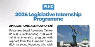 PLAC 2026 Legislative Internship Opportunity in Abuja – Apply Now