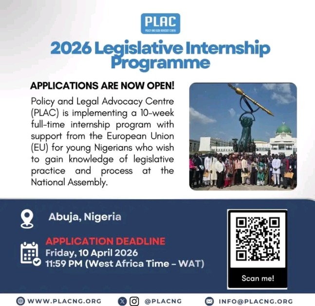 PLAC 2026 Legislative Internship Opportunity in Abuja – Apply Now