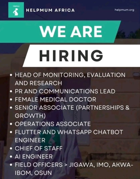 HelpMum Africa Recruitment 2026: Multiple Job Vacancies for Health, Tech, and Operations Professionals