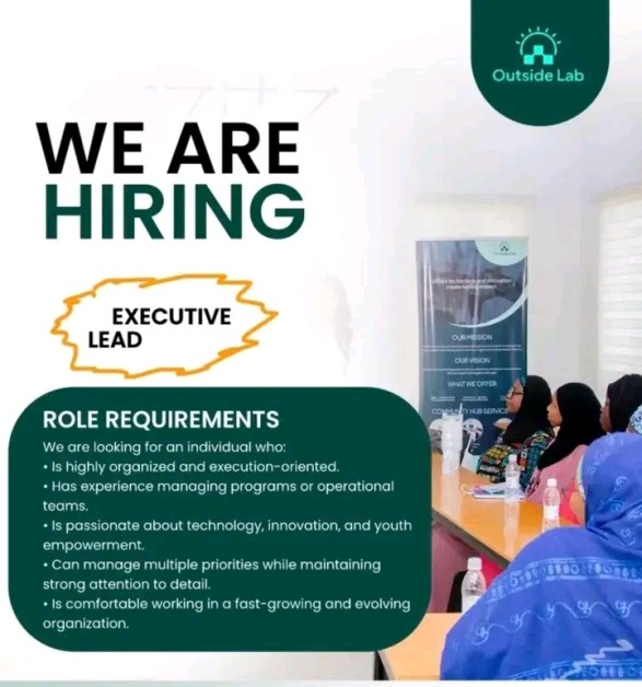 Executive Lead Job Opening in Kano: Join Outside Lab to Drive Innovation and Youth Empowerment