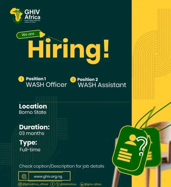 WASH Officer Job at GHIV Africa in Borno – Apply for 6-Month Humanitarian Role