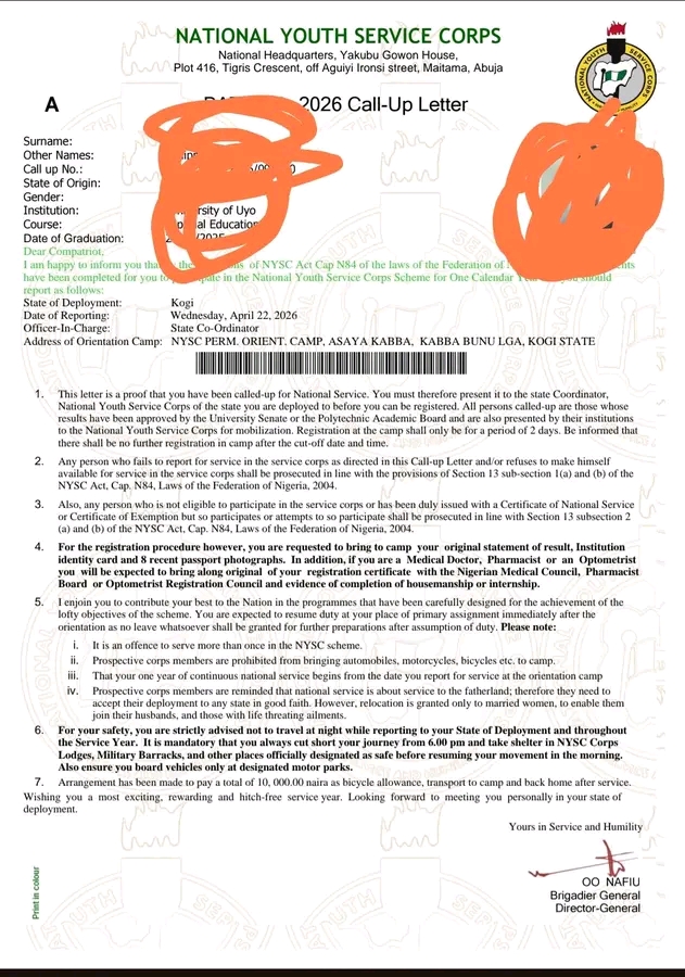 NYSC 2026 Batch A Call-Up Letter Released: How to Print, Check Deployment State, and Prepare for Camp