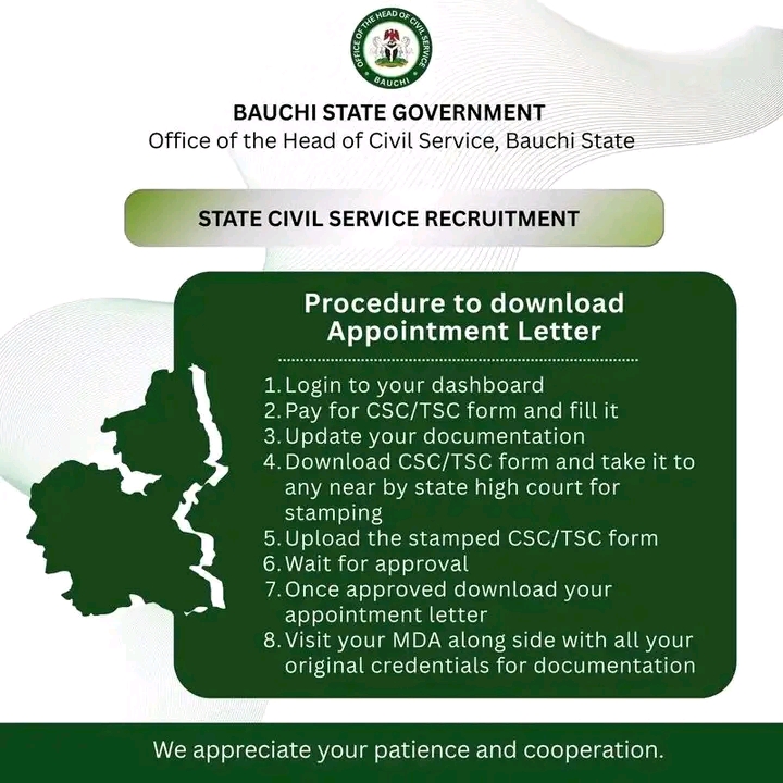 Bauchi State Civil Service Recruitment: How to Download Your Appointment Letter (Full Guide)