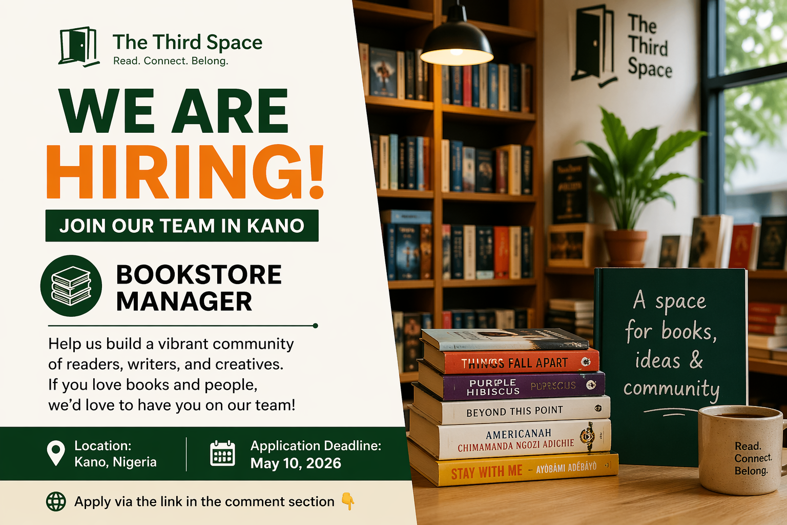 The Third Space Hiring Bookstore Manager in Kano – Apply Before May 10, 2026