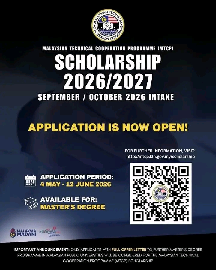 Malaysian Technical Cooperation Programme (MTCP) Scholarship 2026/2027