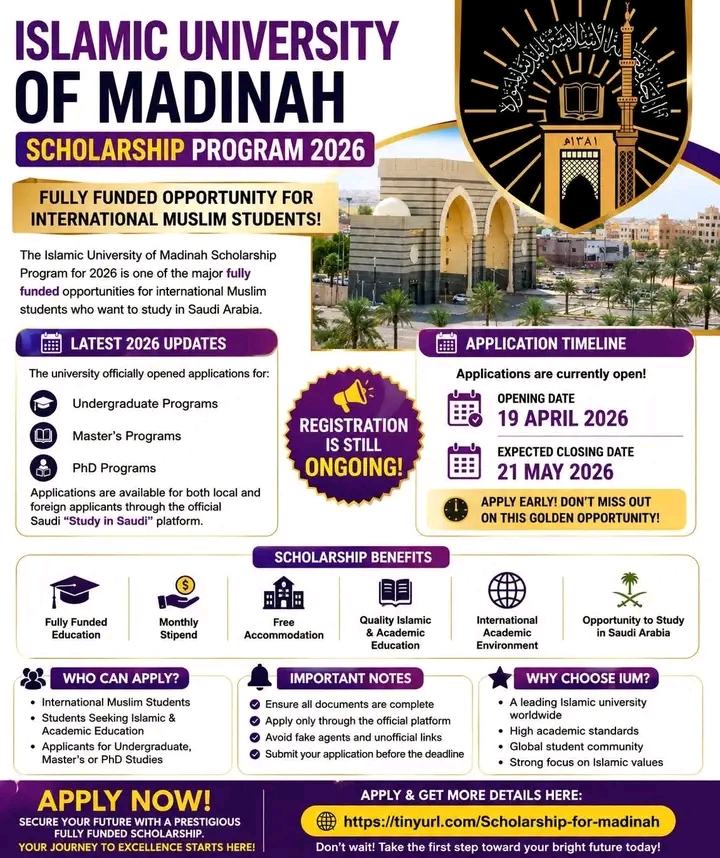 Madinah Islamic University Scholarship Program 2026, Fully Funded Opportunity!