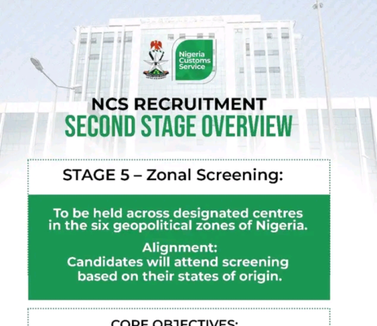 Nigeria Customs Screening 2026: Announces Screening Across Six Geo-Political Zones