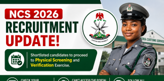 Nigeria Customs Recruitment 2026: NCS Releases Fresh Update on Shortlisted Candidates for Physical Screening