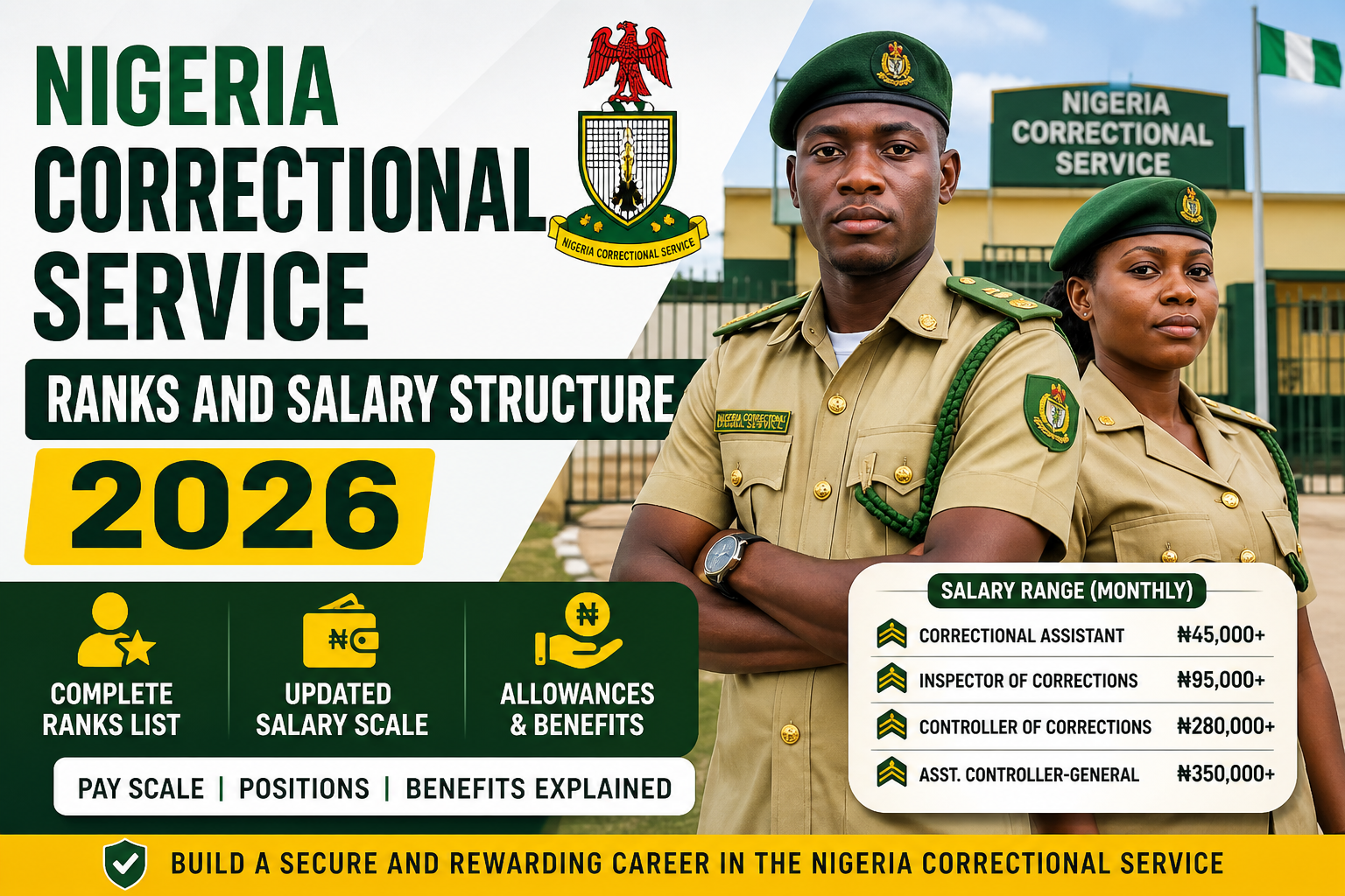 Nigeria Correctional Service Ranks and Salary Structure 2026: Updated Pay Scale, Positions, and Allowances Explained
