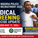 Nigeria Police Recruitment 2026: Medical Screening Exercise Begins May 17 – Full Details & How to Print Invitation Slip