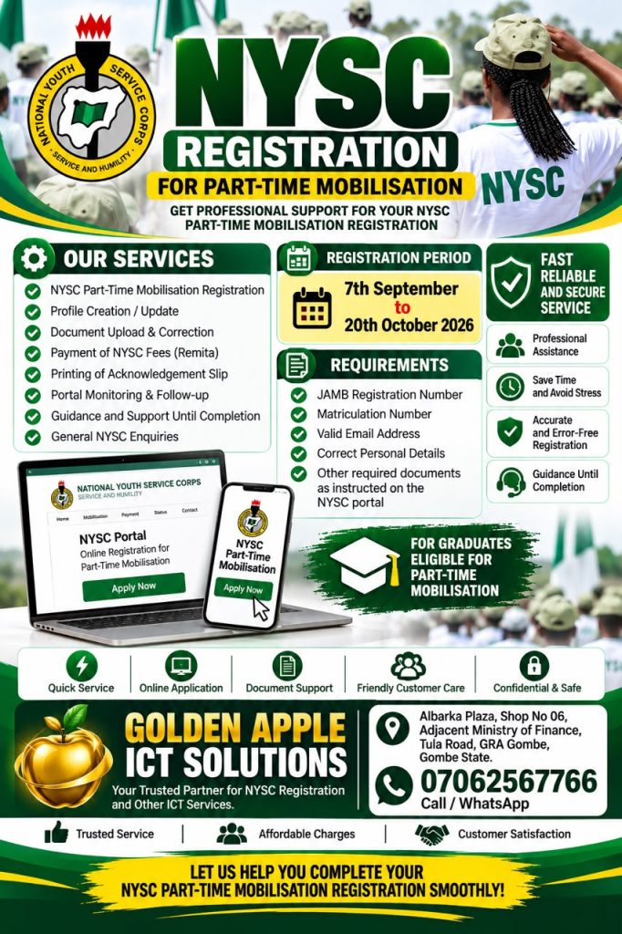 NYSC Part-Time Mobilisation Registration 2026