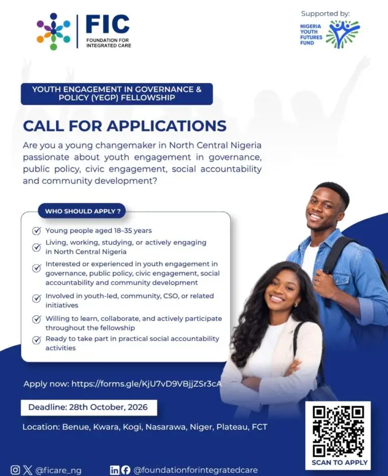 Apply to Youth Engagement in Governance & Policy (YEGP) Fellowship 2026/2027