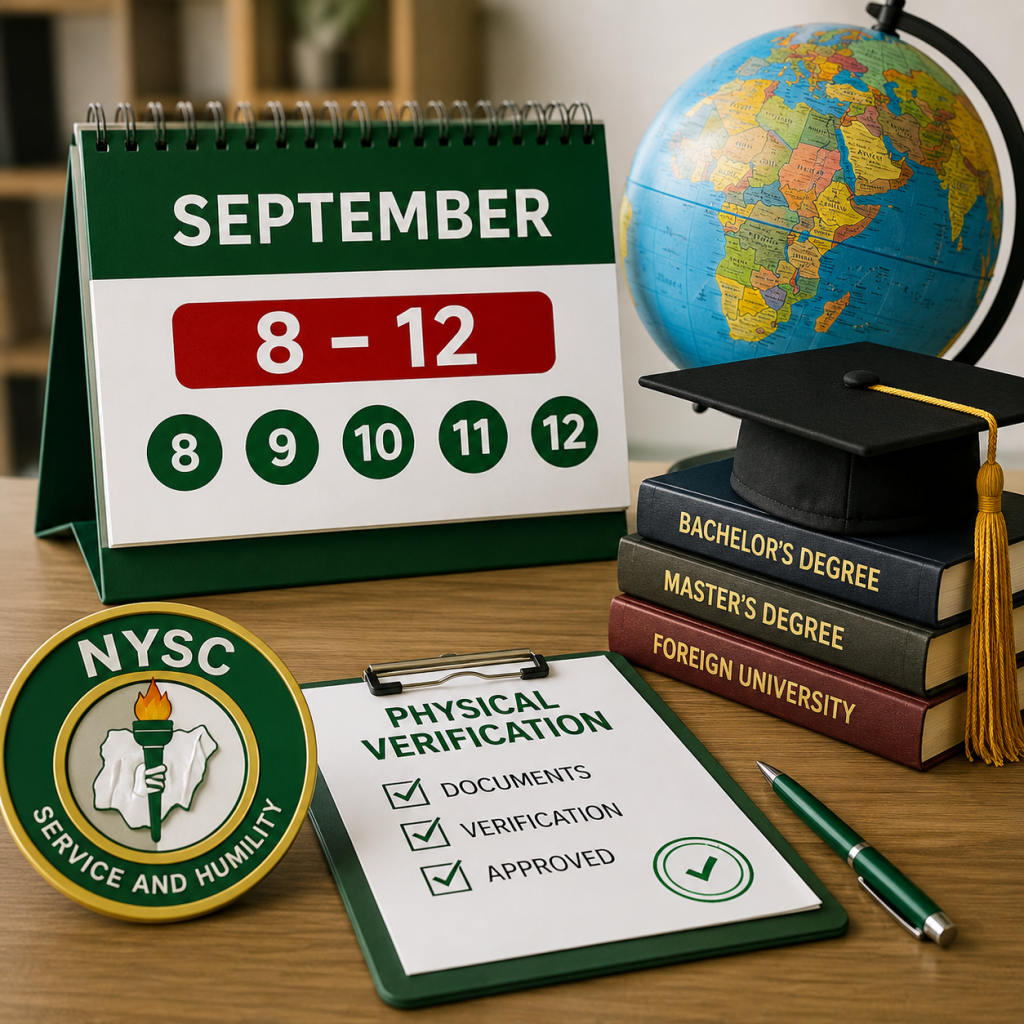NYSC Sets September 8–12 for Physical Verification of Foreign-Trained Graduates for 2026 Batch C Stream I
